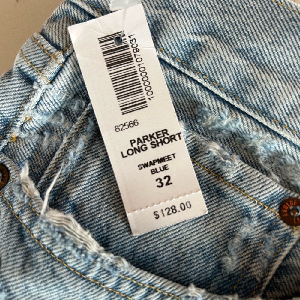 Agolde Blue Jean Shorts Frayed Hem - Picture 4 of 5